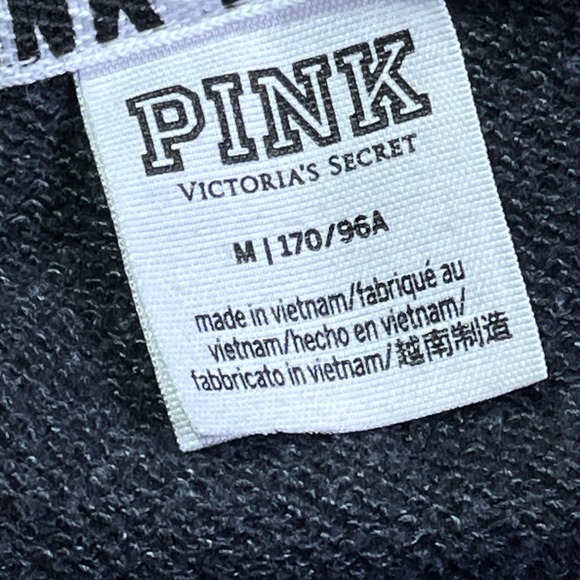 PINK Victoria's Secret Full Zip Hoodie Marled Charcoal Gray Heathered Medium - Picture 9 of 13